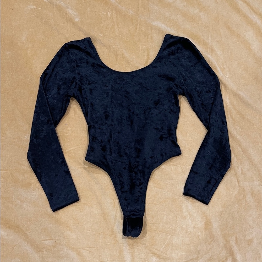 Elegant Black Velvet Bodysuit